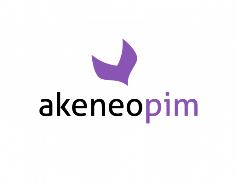 Akeneo PIM logo, with a purple stylized shape above the company name "akeneopim" written in black and purple text.